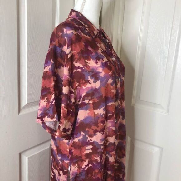 Anthropologie Breezy Tunic Buttondown Pink Combo Medium - Picture 6 of 9